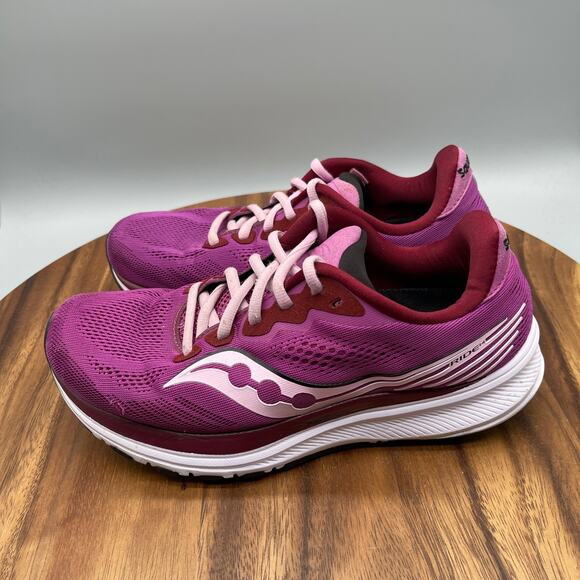 Saucony Ride 14 Shoes Womens Size 8 Purple Athletic Running Comfort Gym Sneakers - Picture 3 of 10